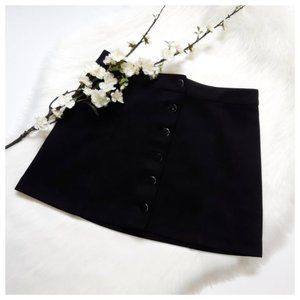 Forever 21 Black Suede Button Front A Line Mini Skirt S